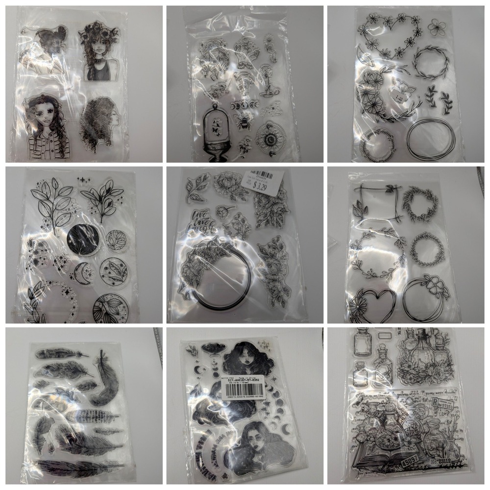Clear SILICONE Stamp Lot DIY GYPSY Mystical Celestial Botanical Moon Floral Boho